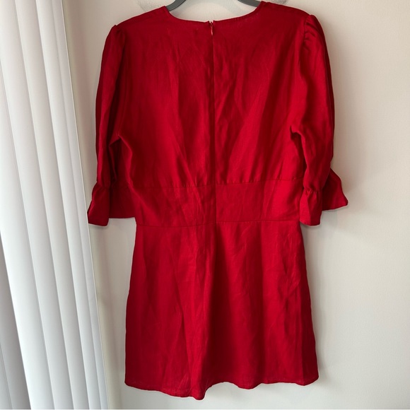 Reformation Simi Linen Dress Red Size 10 - Picture 8 of 12